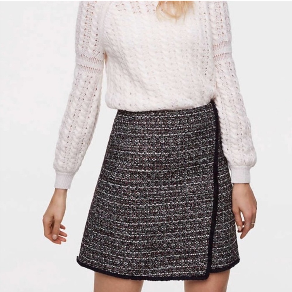 Loft NWOT Faux Wrap Around Tweed Skirt